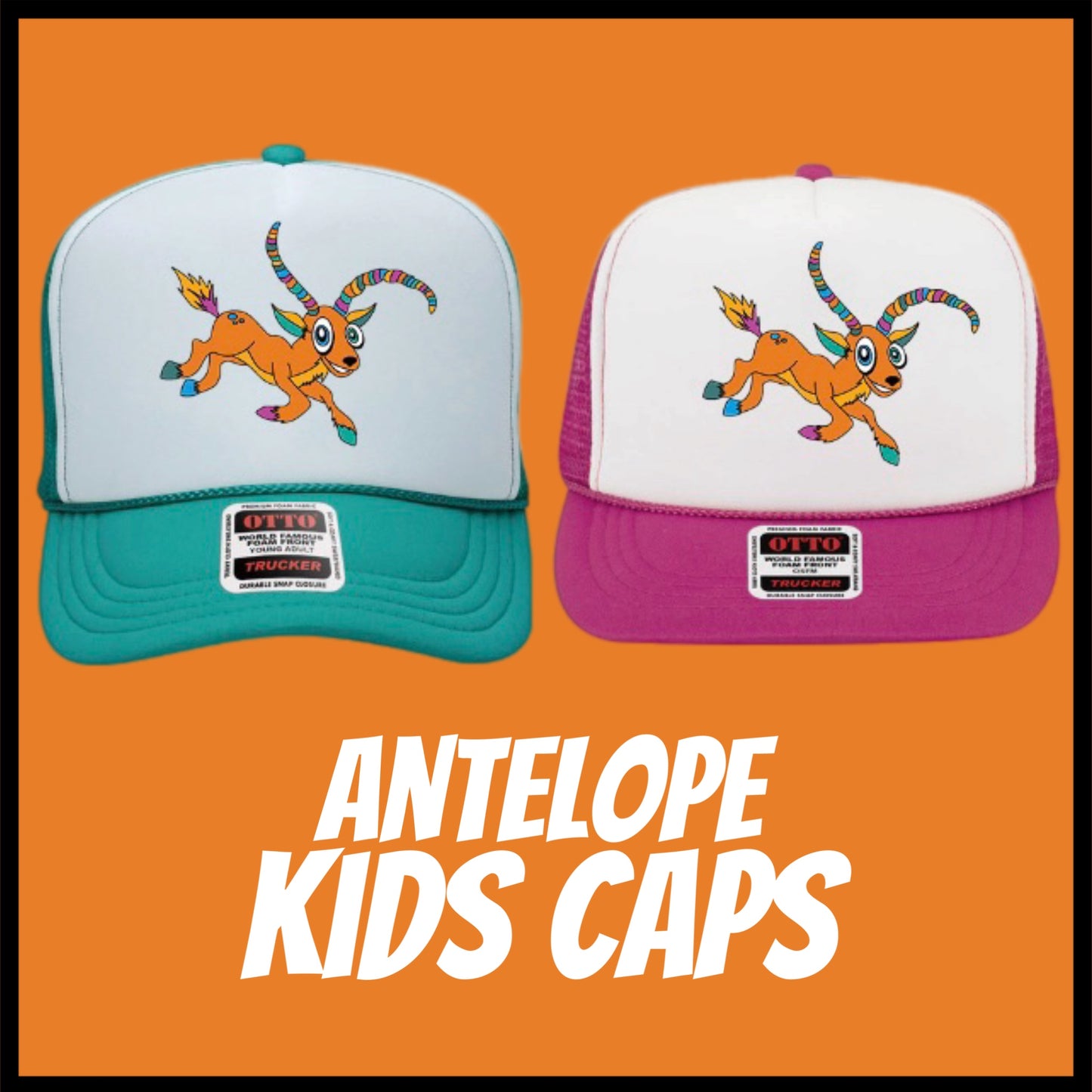 Trucker Hat-Youth Size "Antelope" (White/Jade)