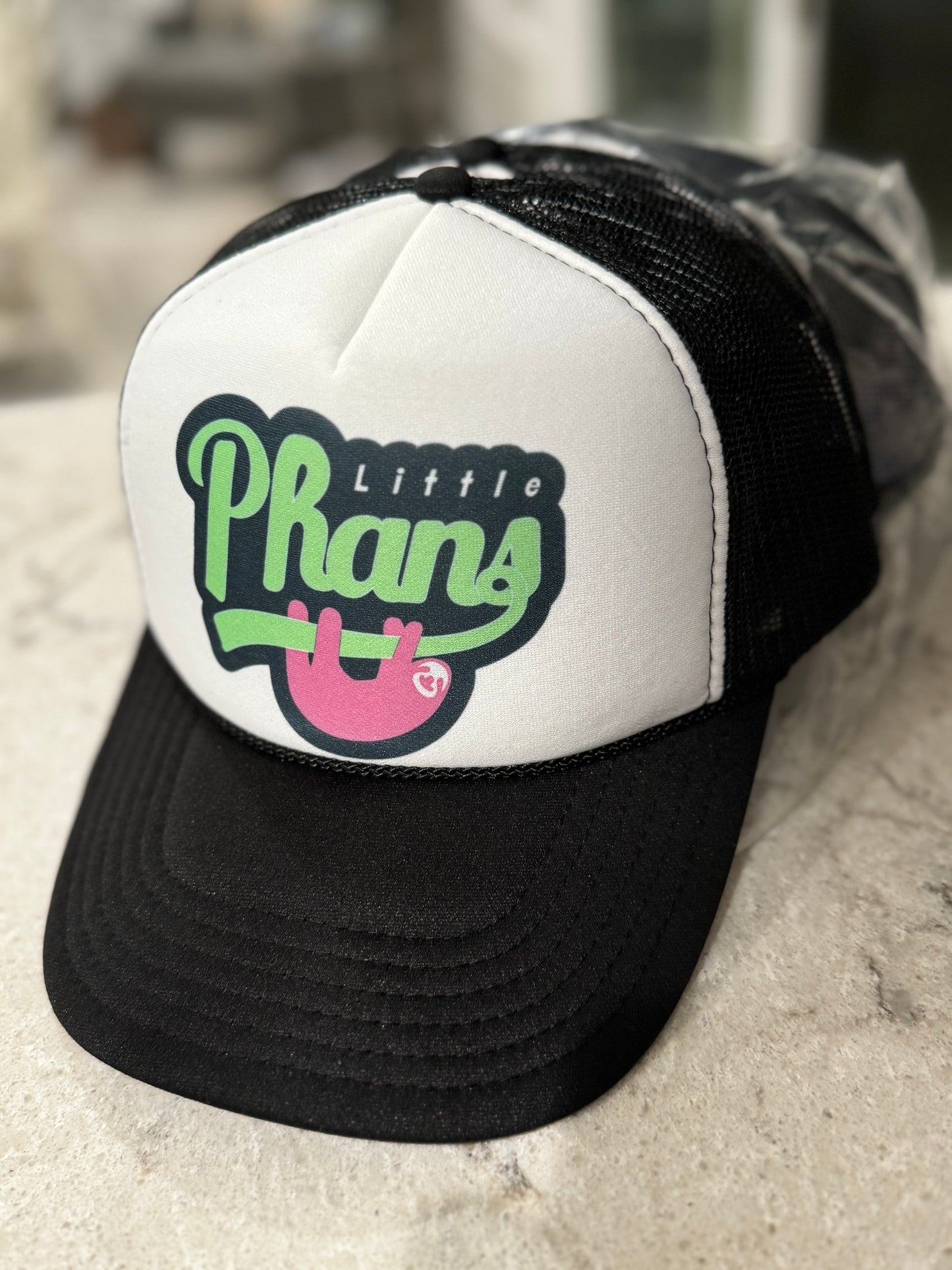 yTrucker Hat: Pink/Green Logo