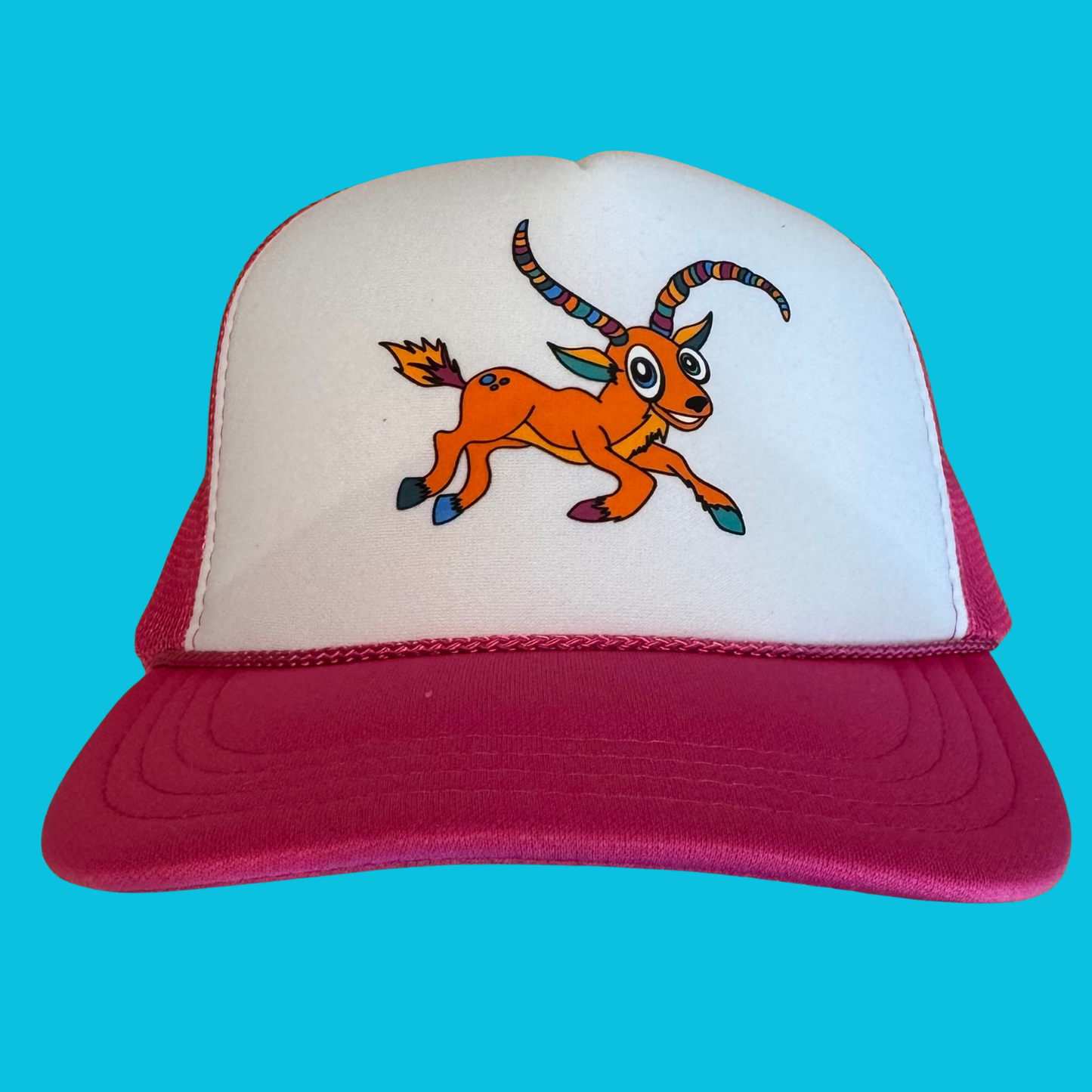 Trucker Hat-Youth Size "Antelope" (White/Hot Pink)
