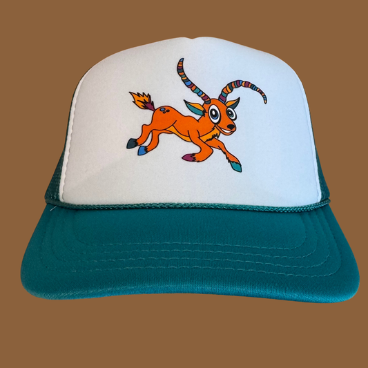 Trucker Hat-Youth Size "Antelope" (White/Jade)
