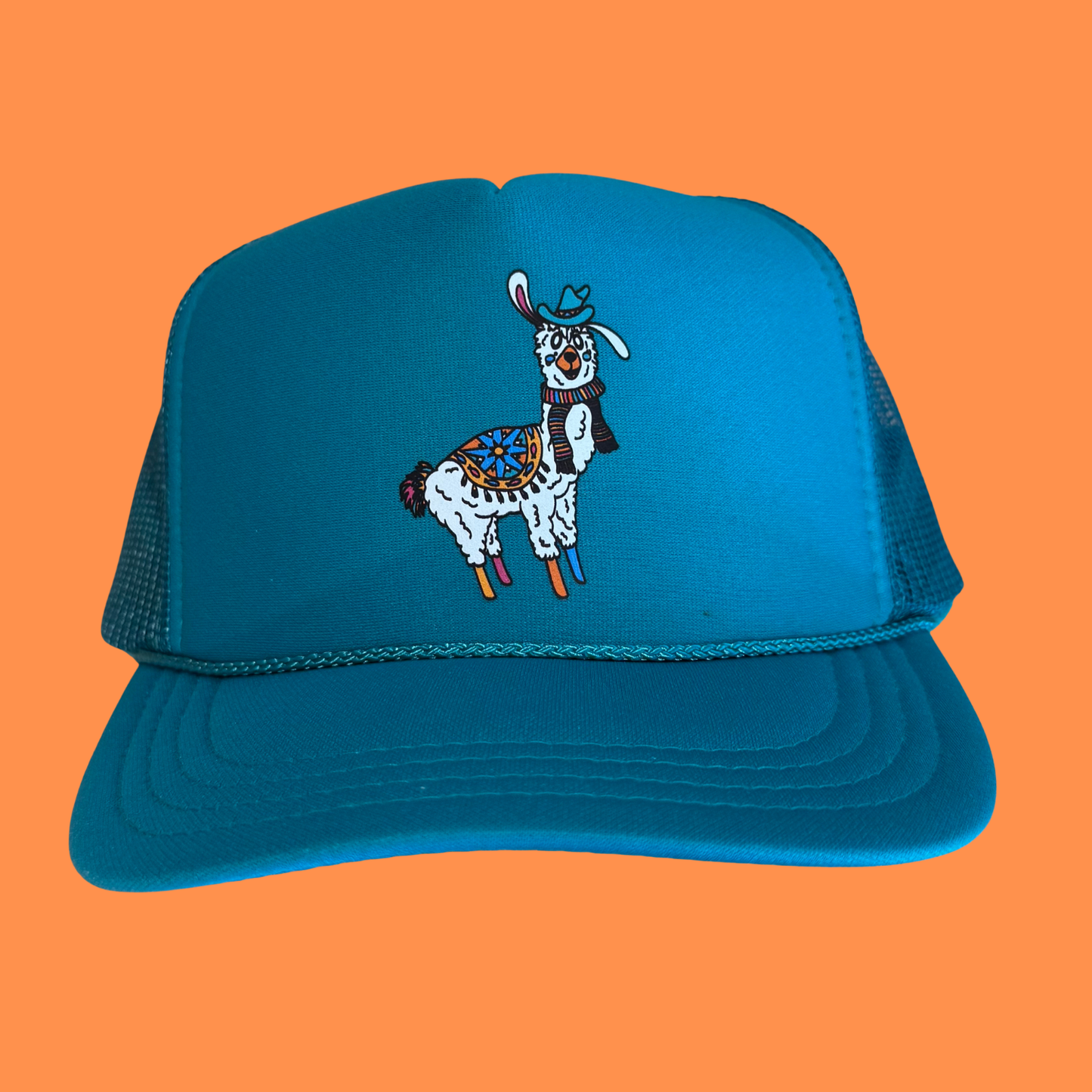 Trucker Hat-Youth Size "LLama" (Jade)
